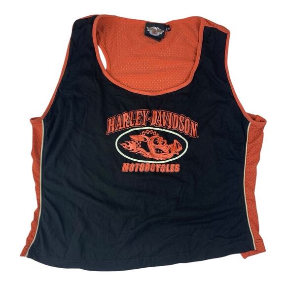 Harley Davidson women's 3x Black Orange Logo Tank hog biker ride mesh moto - Picture 1 of 11